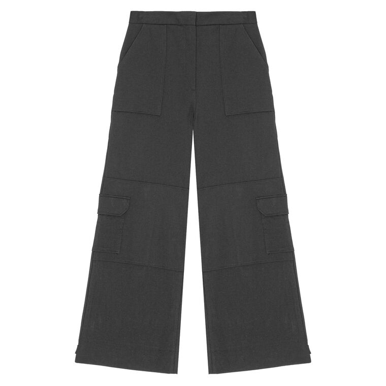 Solid Twill Suiting Cargo Pant image number null