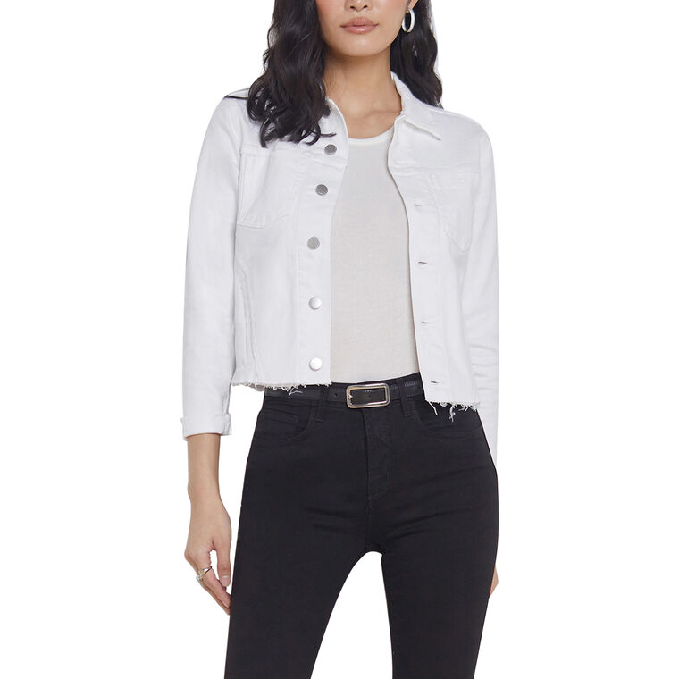 Janelle Slim Raw Hem Denim Jacket image number null