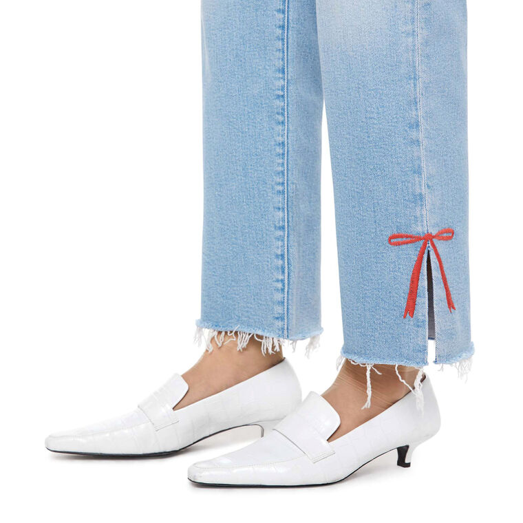 The Rambler Zip Slice Hover Fray Jean With Bow Detail image number null