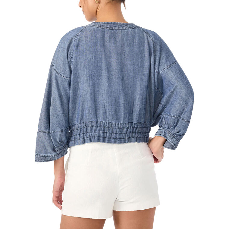 Prita Chambray Zip-Front Jacket image number null