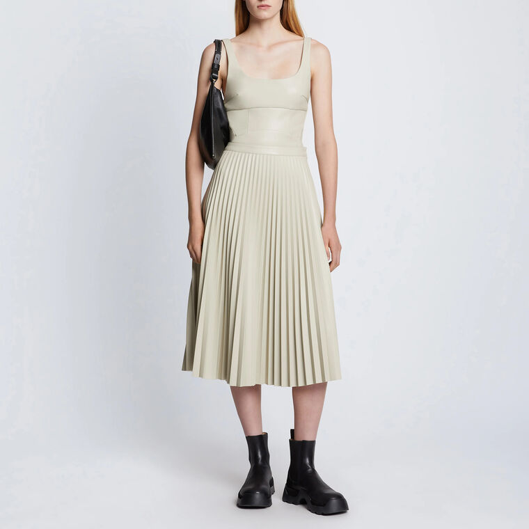 Daphne Pleated Skirt in Faux Leather image number null