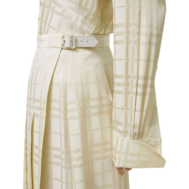Annalie Check Pleated Silk Skirt image number null