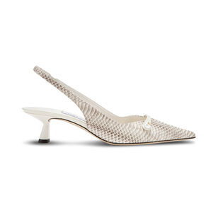 Amita 45mm Snake Printed Leather Slingback Pump