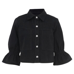 Carolina Ruffle Sleeve Denim Jacket