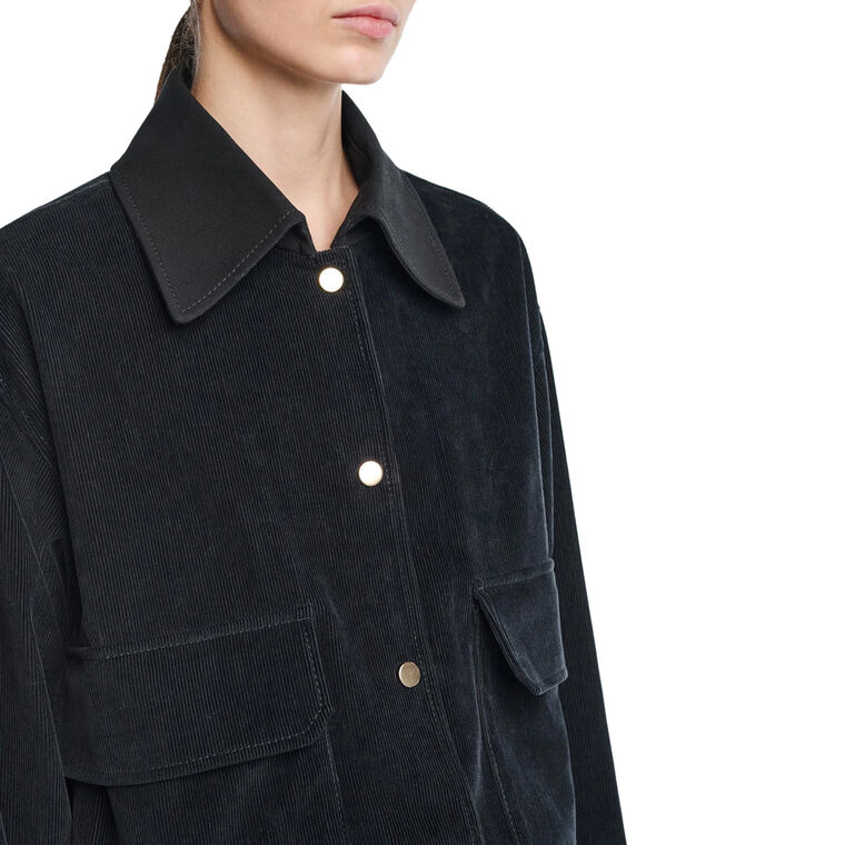 Cropped A-Line Corduroy Jacket image number null