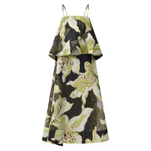 Elysia Sleeveless Tiered Floral Jacquard Gown