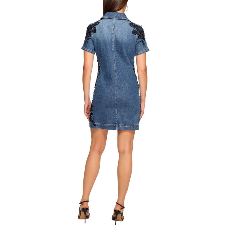 Parker Embellished Denim Mini Dress image number null