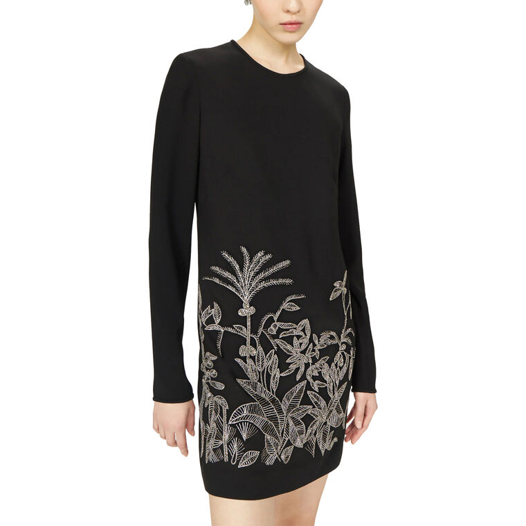 Zani Long Sleeve Crepe Shift Mini Dress image number null