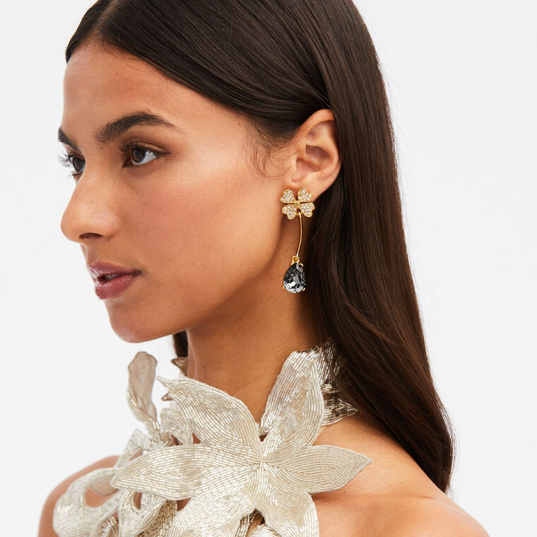 Four Leaf Clover Crystal Chandelier Earrings image number null