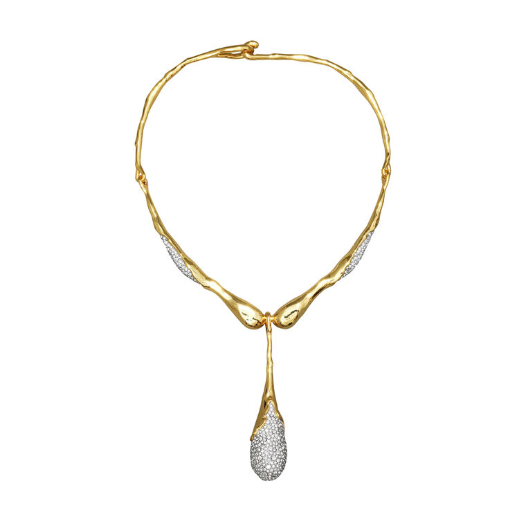 Solanales Crystal Teardrop Collar Necklace image number null