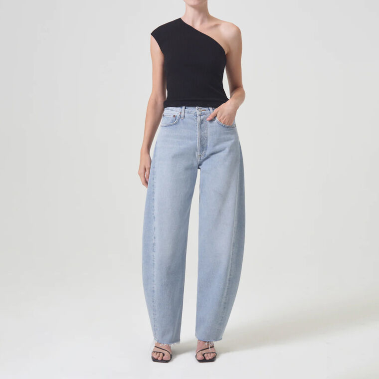 Luna High Rise Pieced Taper Jean image number null