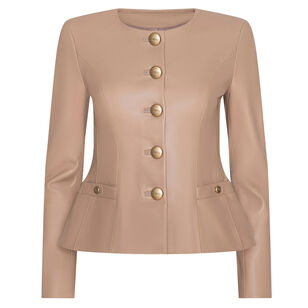 Mariella Collarless Leather Blazer