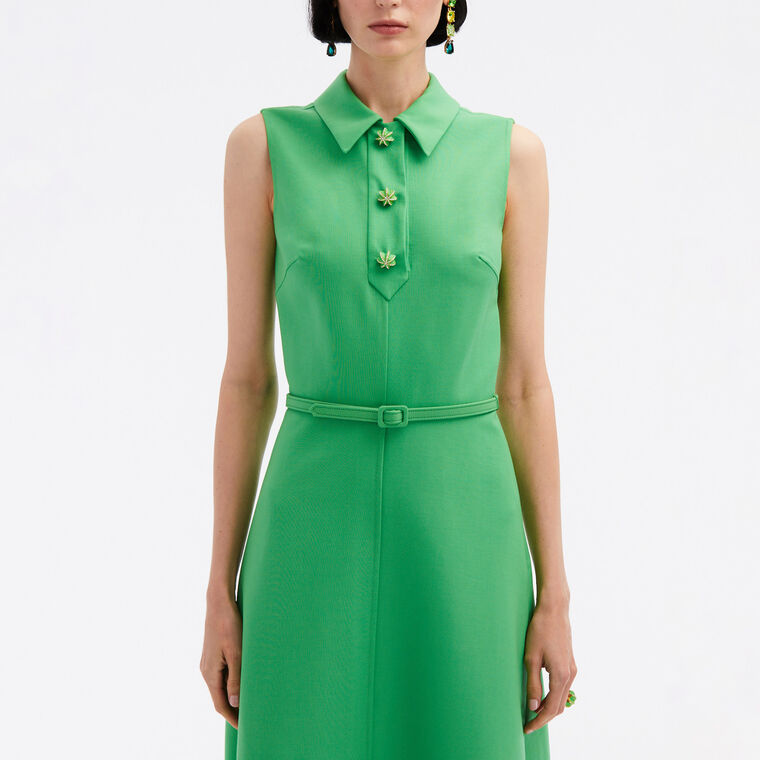 Cactus Button-Detail Belted Midi Dress image number null