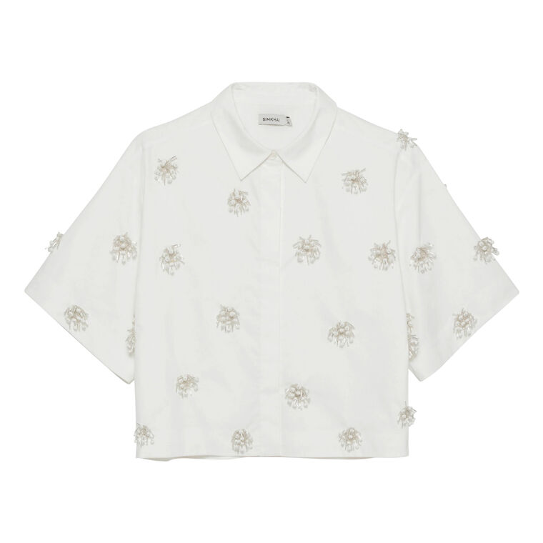 Cosmo Embellished Short Sleeve Camp Shirt image number null