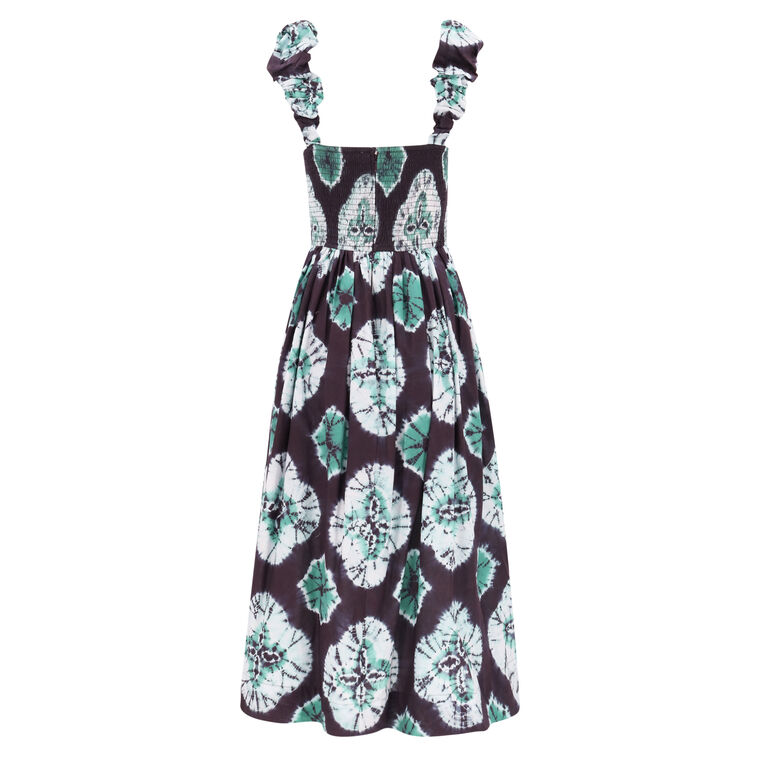 Aveline Tie Dye Sleeveless Smocked Midi Dress image number null
