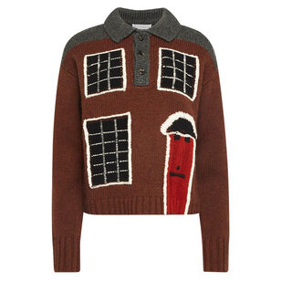 House Intarsia Polo Sweater