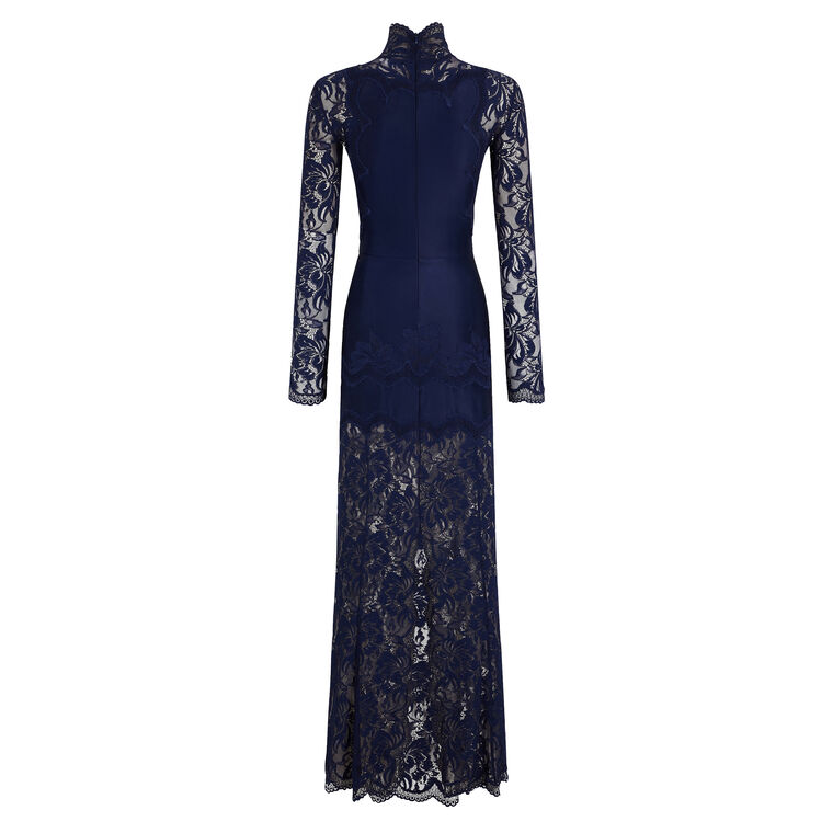Long Sleeve High Neck Lace Maxi Dress image number null