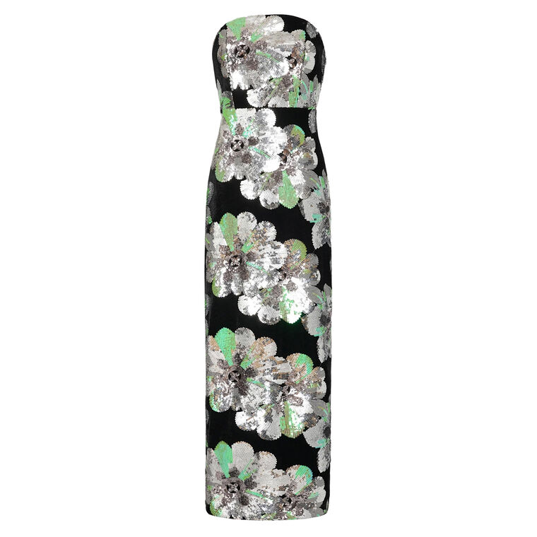 Orion Velvet Floral Sequins Dress image number null