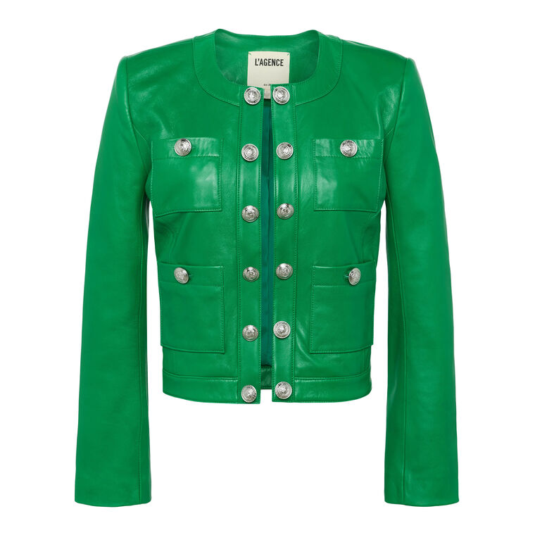 Jayde Collarless Leather Jacket image number null