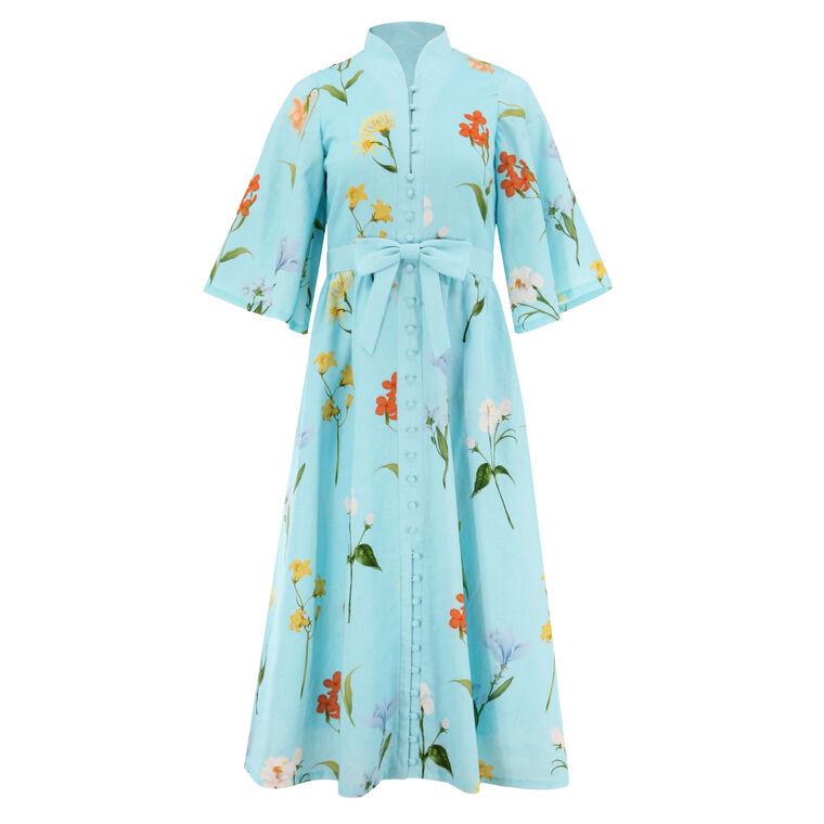 Carmen Butterfly Sleeve Button-Front Midi Dress image number null