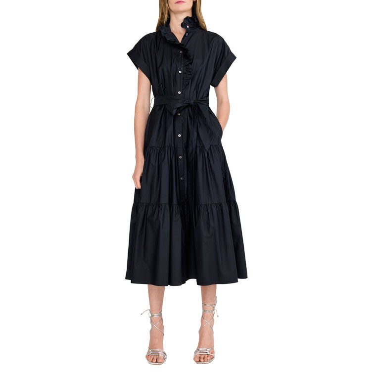 Jonah Short Sleeve Belted Button-Front Midi Dress image number null