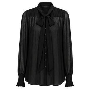 Kaila Tie Neck Button-Front Blouse