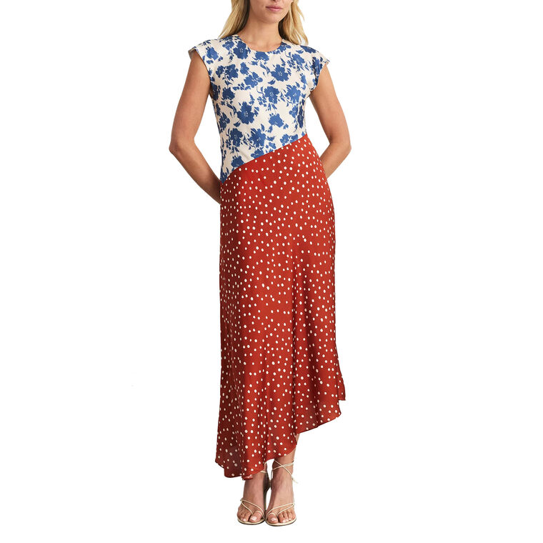 Violeta Short Sleeve Bias Cut Midi Dress image number null