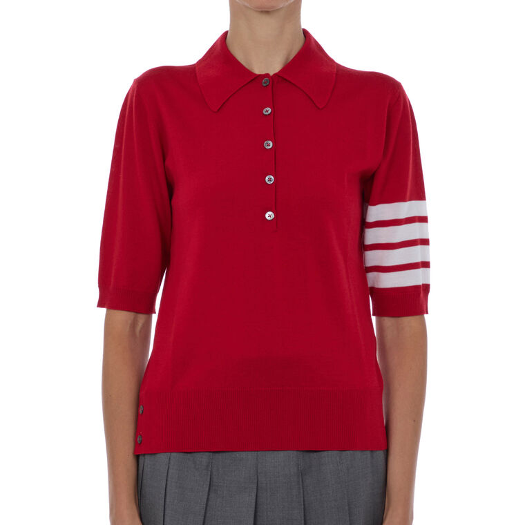 Short Sleeve Relaxed Fit Polo With 4 Bar Detail image number null