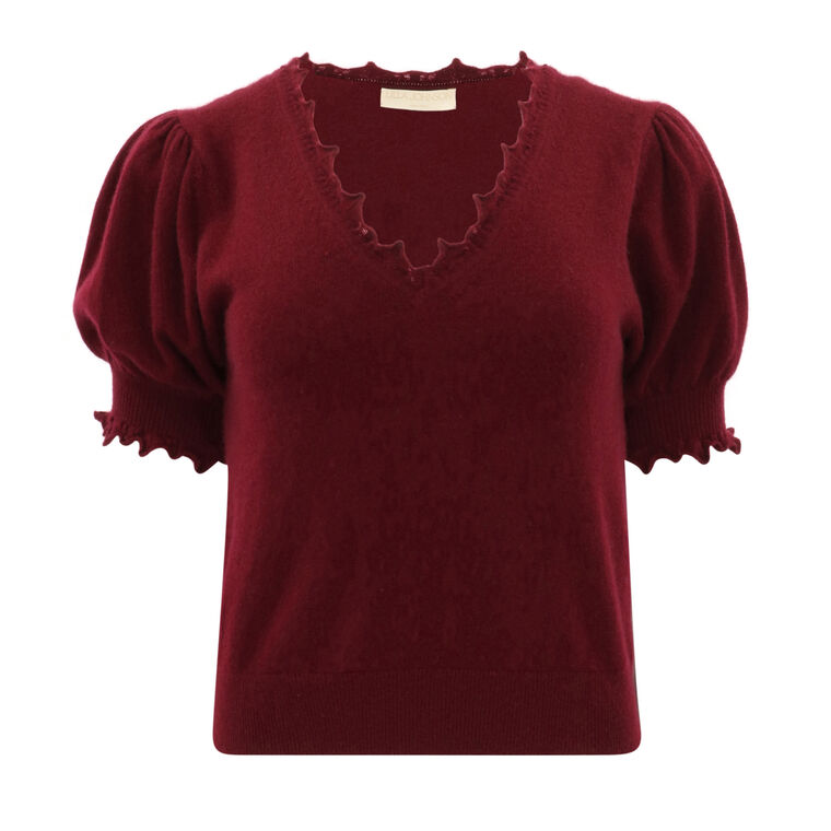 Polline Puff Sleeve V-Neck Sweater Top image number null