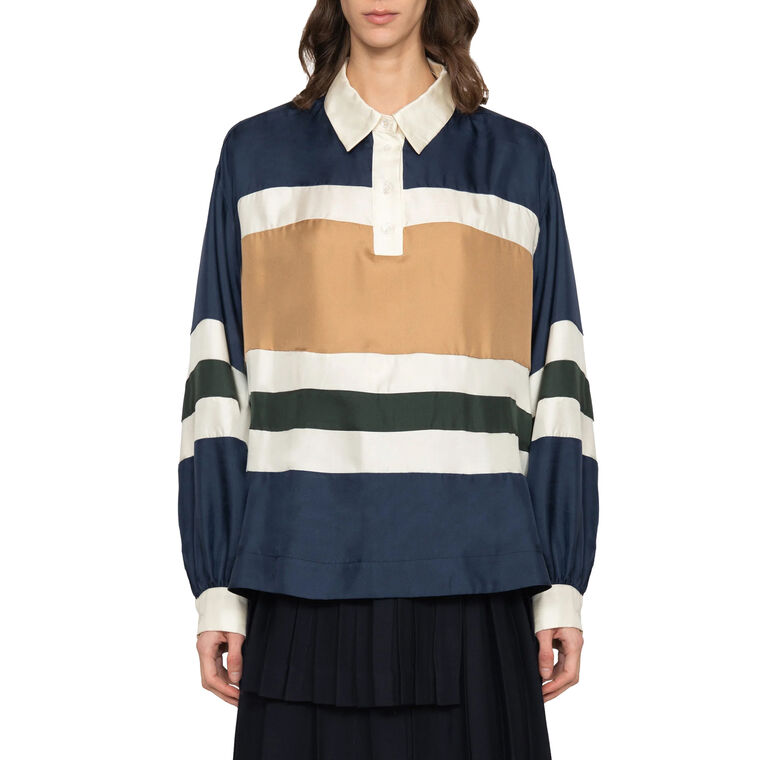 Juliet Long Sleeve Color-Blocked Polo image number null