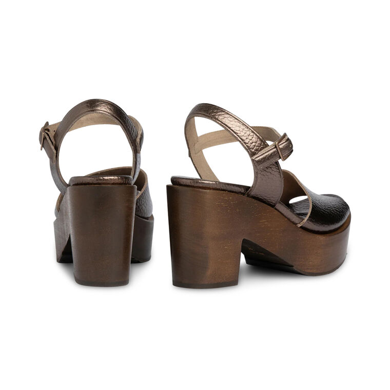 Danila Metallic Wooden Platform Sandal image number null