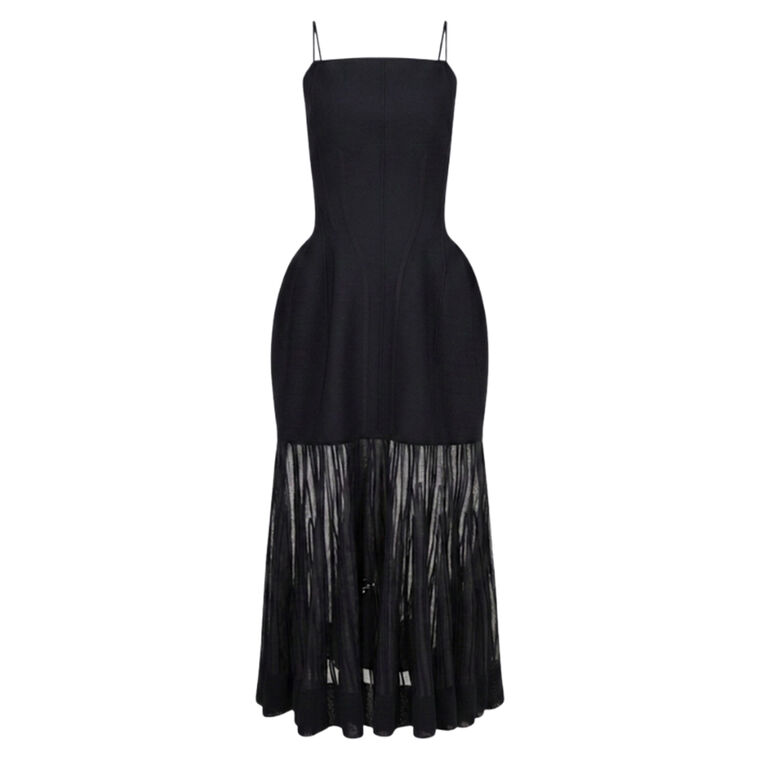 Cira Hourglass Sheer-Hem Dress image number null