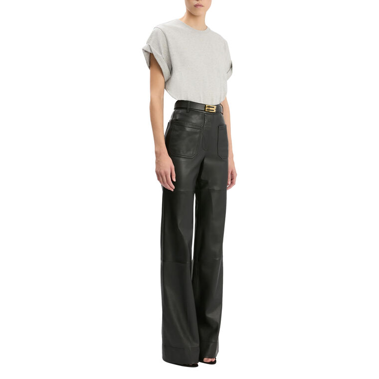 Leather Alina Patch Pocket Wide-Leg Trouser image number null
