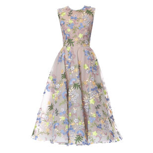 Saba Sleeveless Blossom Embroidered Midi Dress