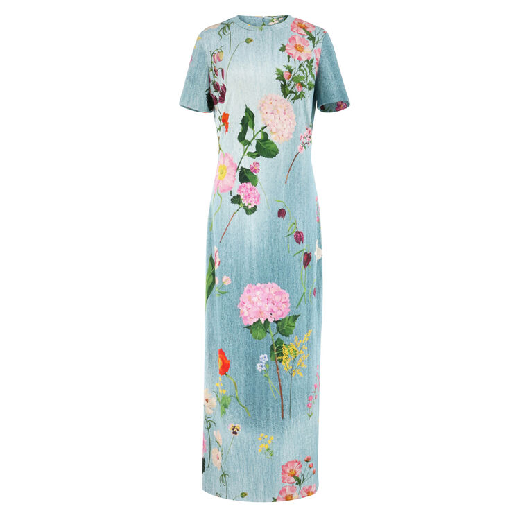 Short Sleeve Mixed Botanical Milano Jersey Dress image number null