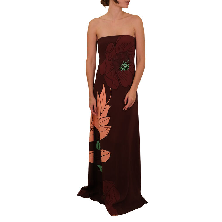 Wine Petals Maxi Dress image number null