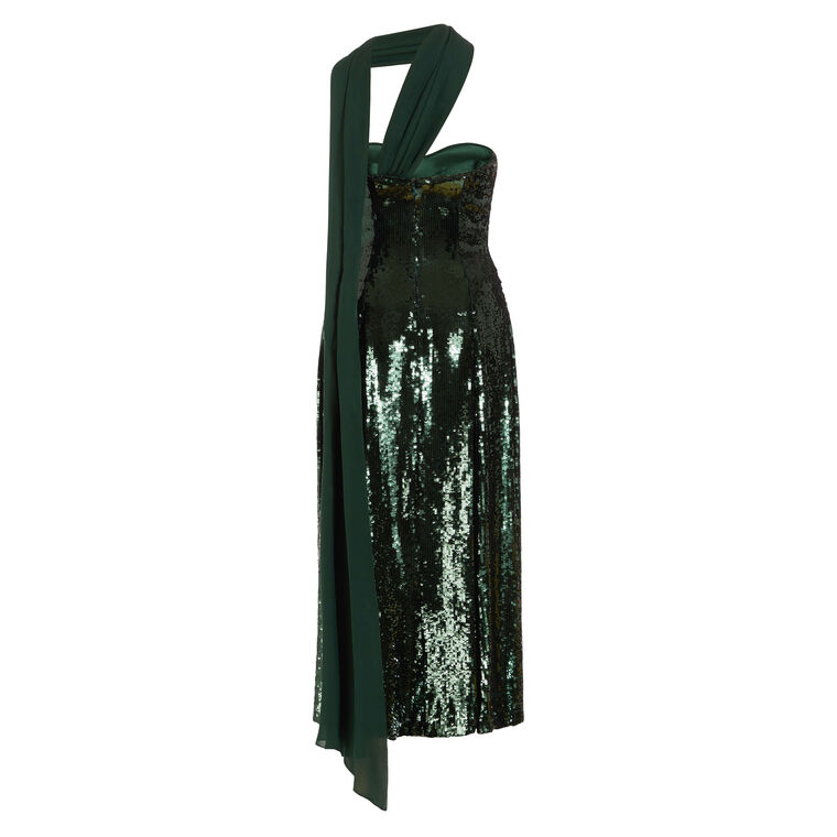 Veronica Paillette Strapless Midi Dress image number null