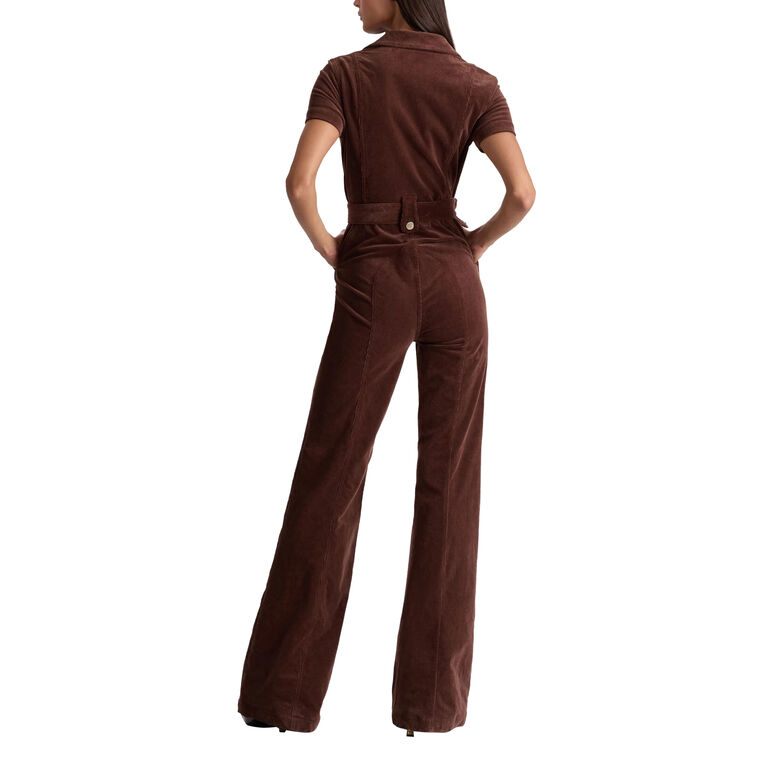 Gorgeous Short Sleeve Wide Leg Corduroy Jumpsuit image number null