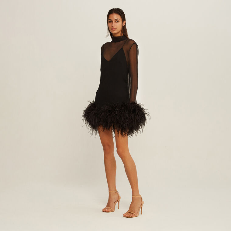 Gina Spirito Feather-Trim Dress image number null