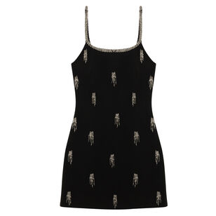 Amy Sleeveless Embellished Crepe Mini Dress