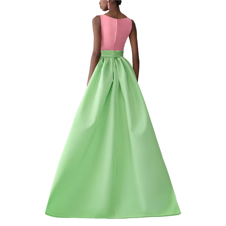 Sleeveless Boat Neck Gown With Detachable Skirt image number null