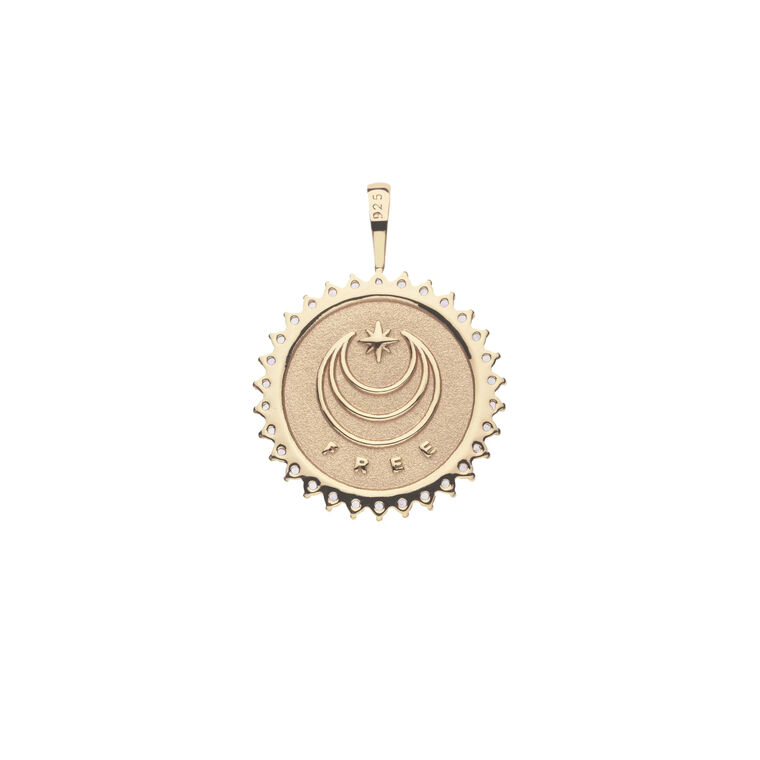 Embellished Pendant Coin On Classic Rolo Chain image number null