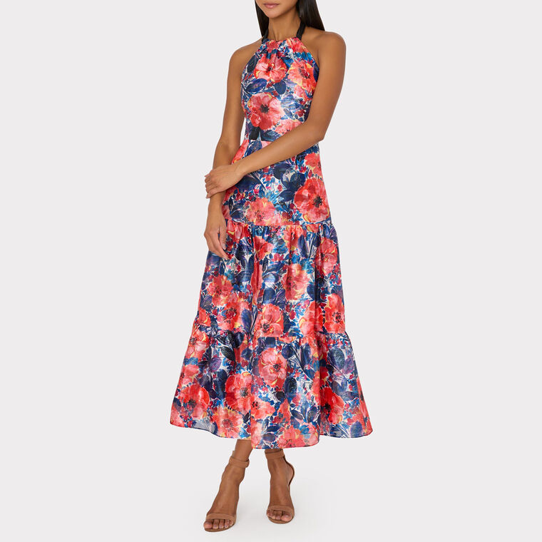 Hayden Watercolor Poppy Jacquard Dress image number null