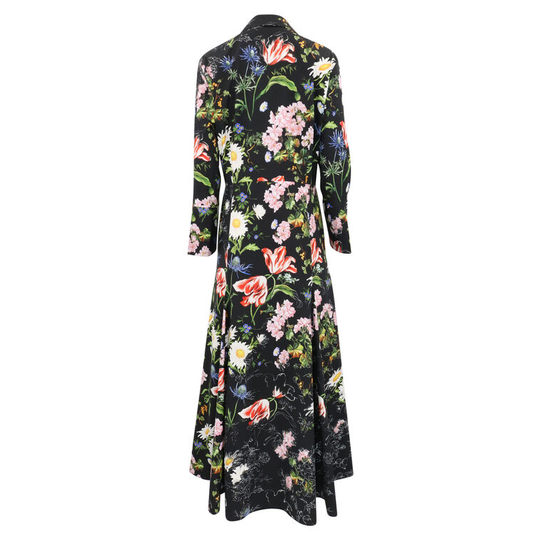 Belted Floral Poplin Midi Dress image number null