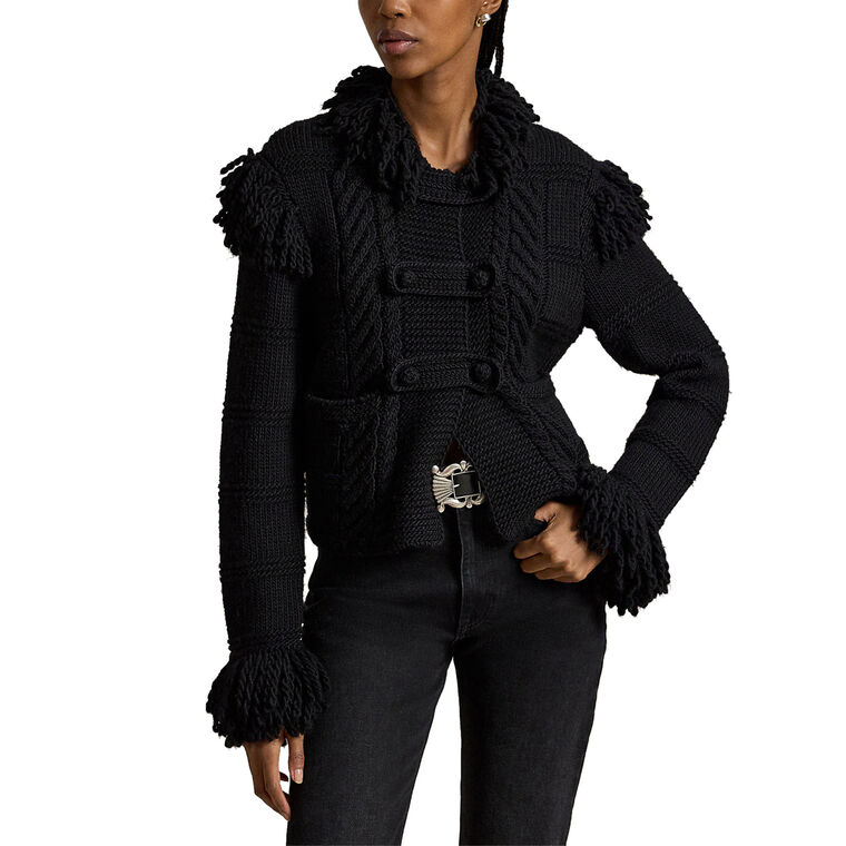 Wool Long Sleeved Collared Sweater image number null