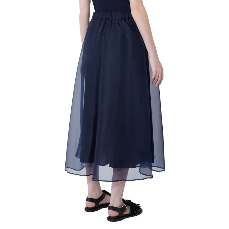 Visino Pleated Silk Organza Midi Skirt image number null