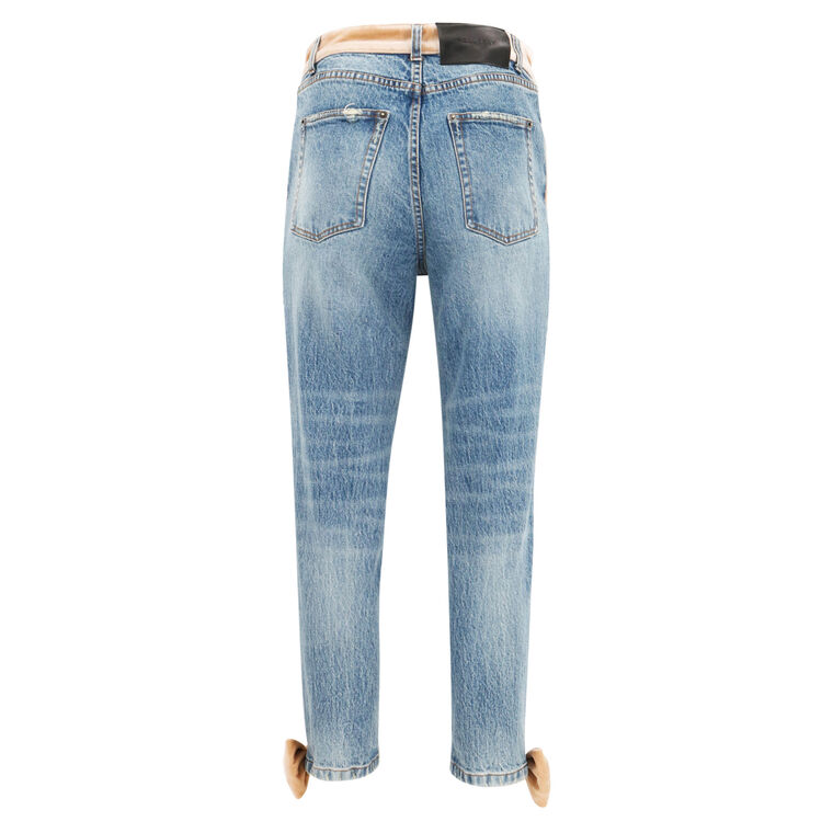 Libby Velvet Stripe Bow Straight-Leg Ankle Jean image number null