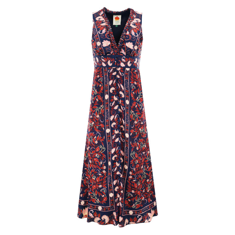 Boho Floral Scarf Midi Dress image number null