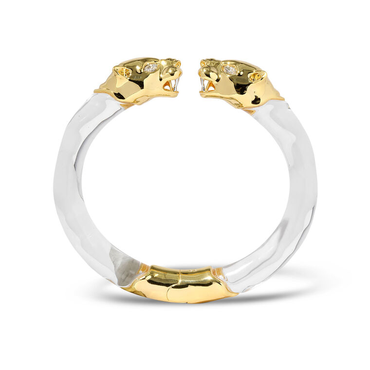 Panther Visage Lucite Hinge Cuff Bracelet image number null