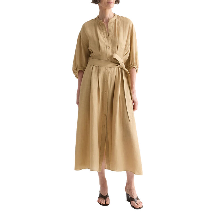 Linen Maxi Dress With Poet Sleeves image number null